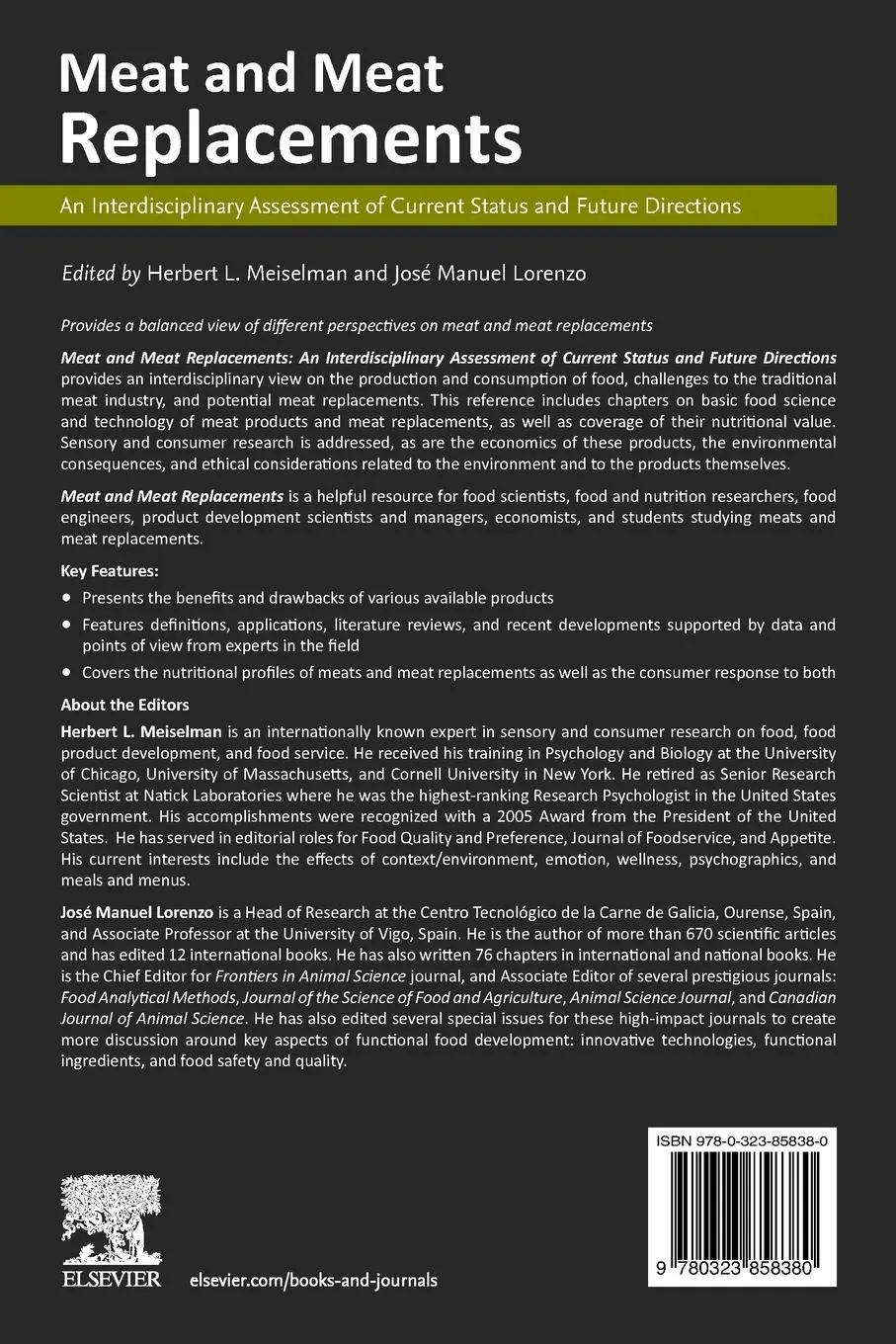 Rückseite: 9780323858380 | Meat and Meat Replacements | Herbert L Meiselman (u. a.) | Taschenbuch