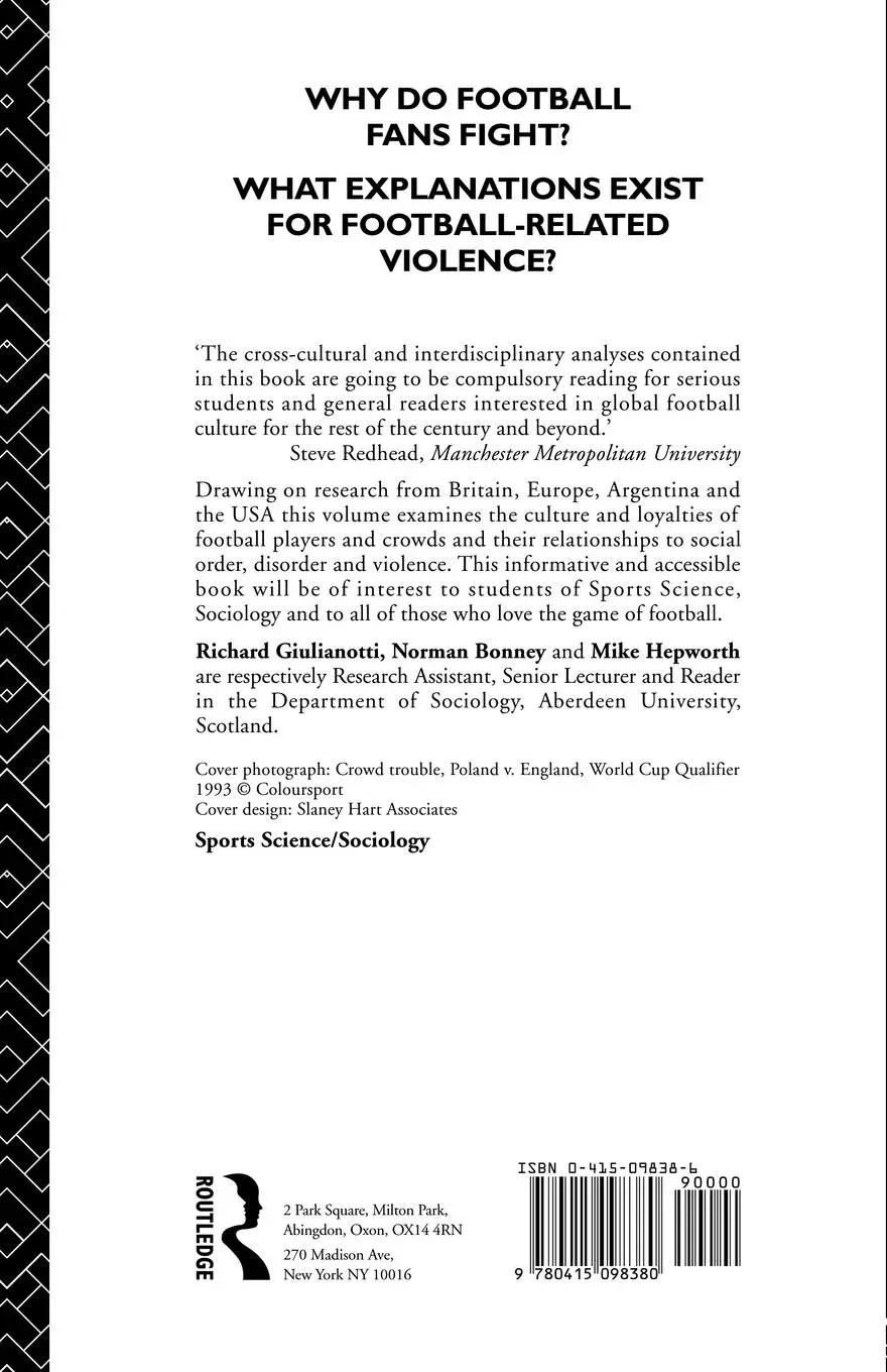 Rückseite: 9780415098380 | Football, Violence and Social Identity | Richard Guilianotti | Buch