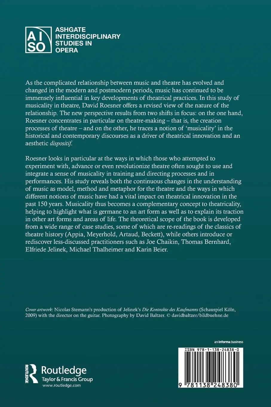 Rückseite: 9781138248380 | Musicality in Theatre | David Roesner | Taschenbuch | Englisch | 2016