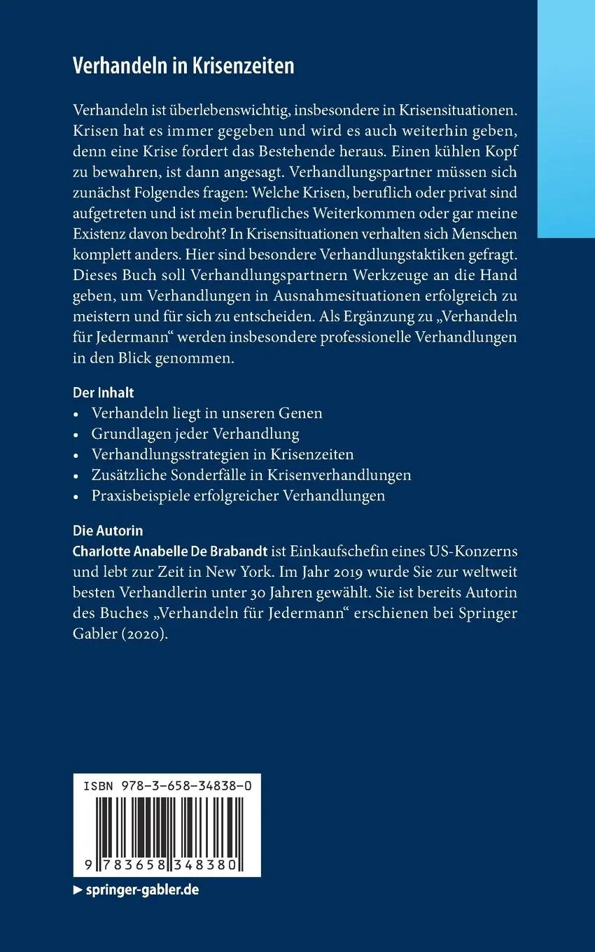 Rückseite: 9783658348380 | Verhandeln in Krisenzeiten | Charlotte Anabelle de Brabandt | Buch