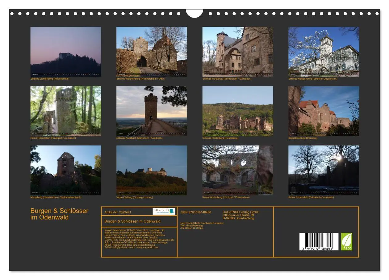 Bild: 9783516148480 | Burgen &amp; Schlösser im Odenwald (Wandkalender 2026 DIN A3 quer),...