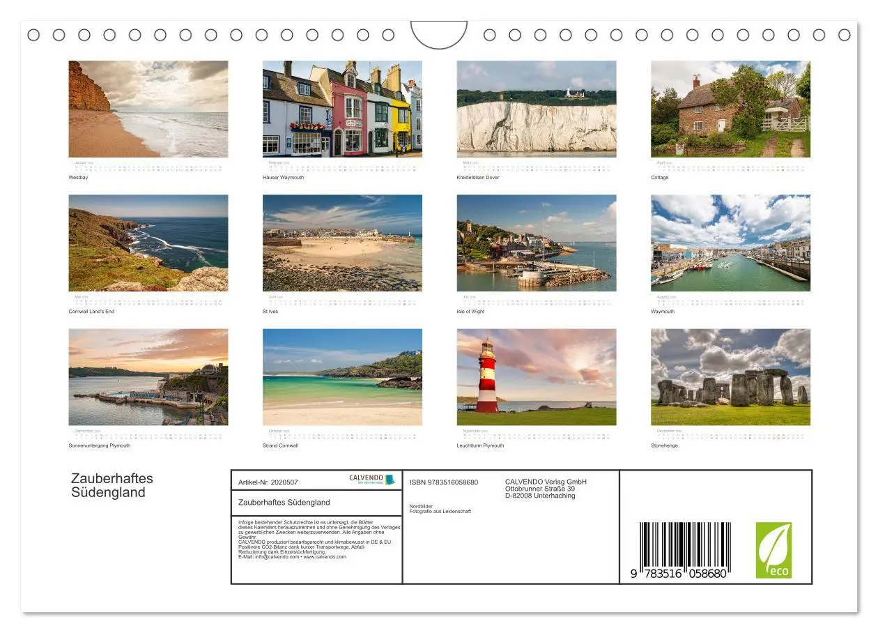 Bild: 9783516058680 | Zauberhaftes Südengland (Wandkalender 2026 DIN A4 quer), CALVENDO...