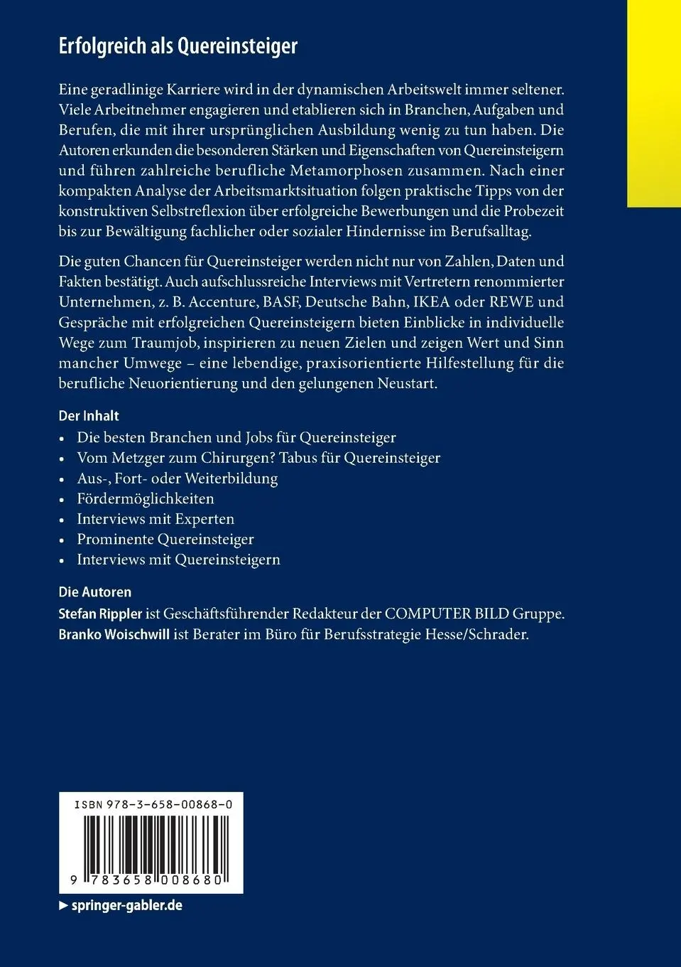 Rückseite: 9783658008680 | Erfolgreich als Quereinsteiger | Branko Woischwill (u. a.) | Buch | ix