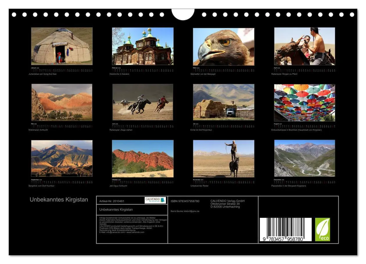 Bild: 9783457958780 | Unbekanntes Kirgistan (Wandkalender 2026 DIN A4 quer), CALVENDO...