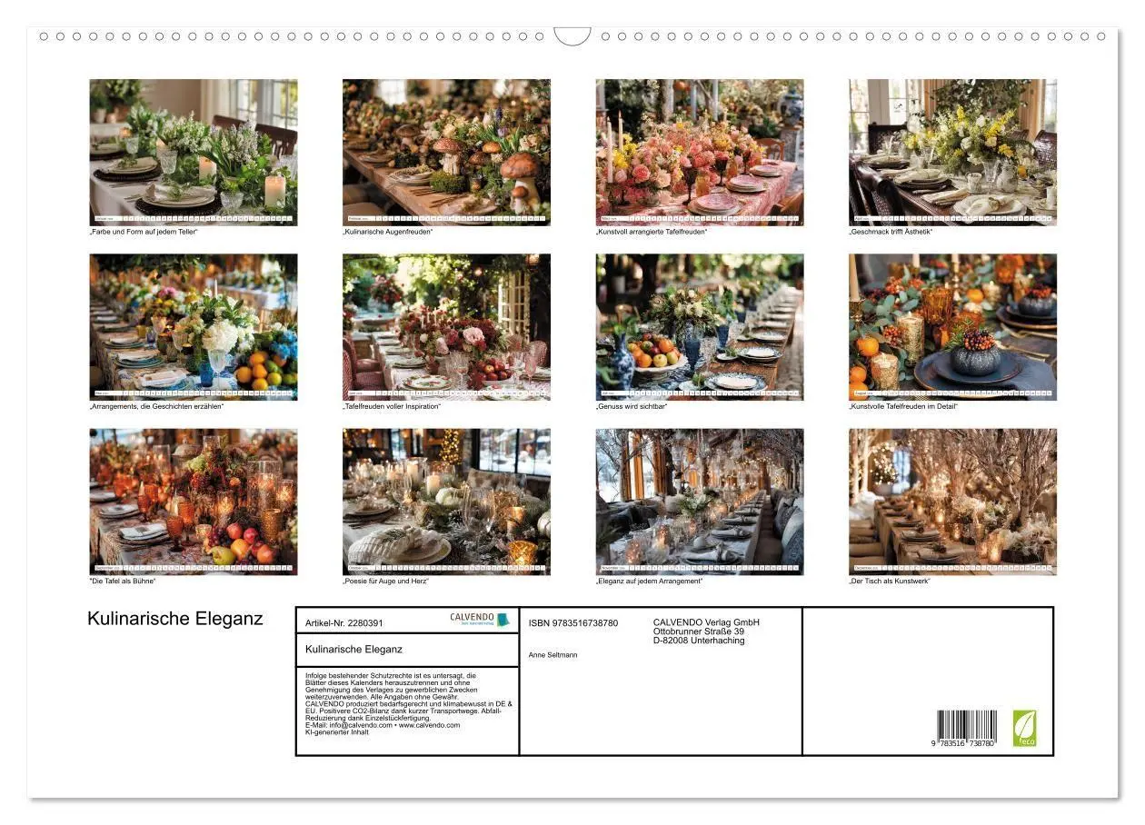 Bild: 9783516738780 | Kulinarische Eleganz (Wandkalender 2026 DIN A2 quer), CALVENDO...