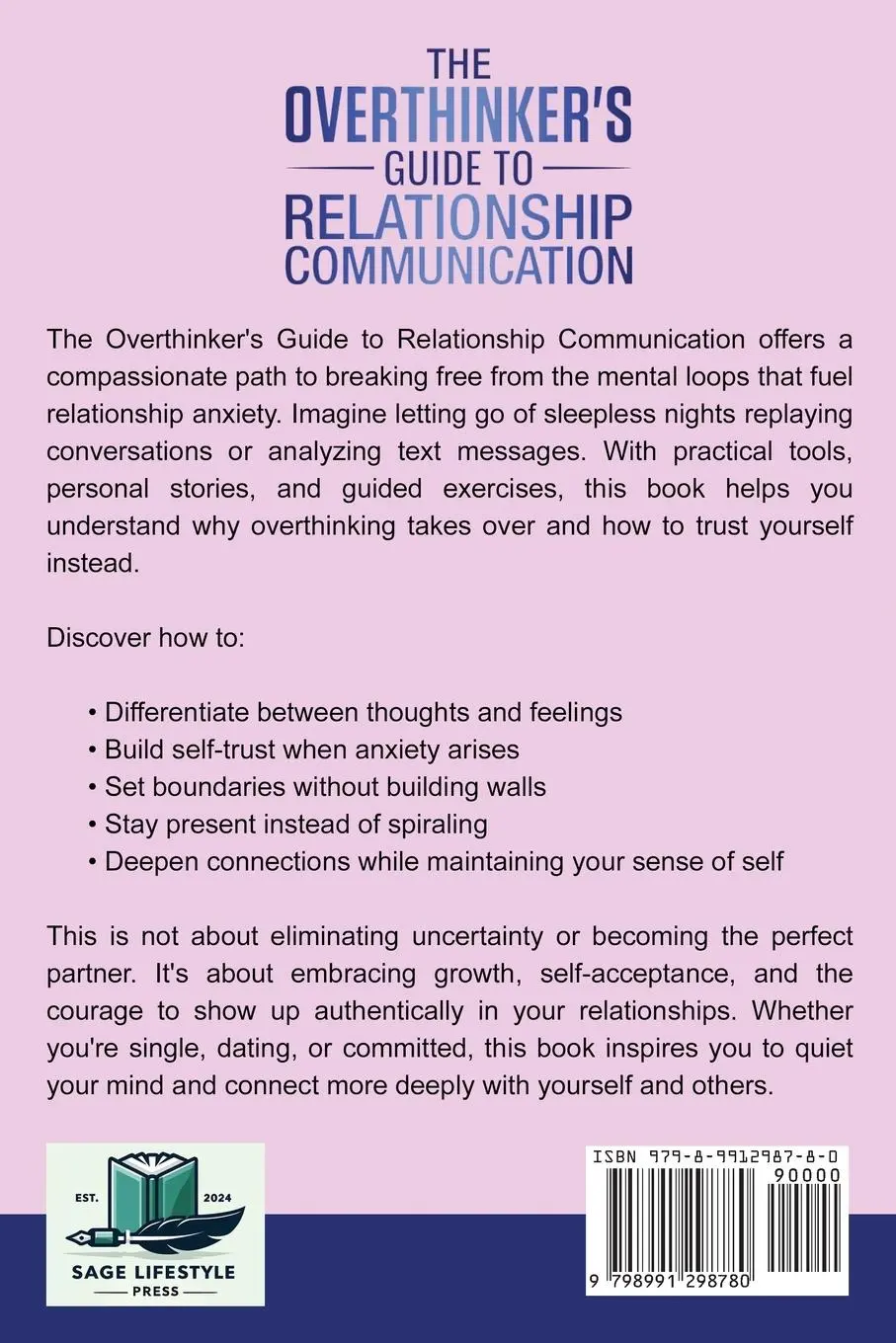 Rückseite: 9798991298780 | The Overthinker's Guide To Relationship Communication | Press | Buch