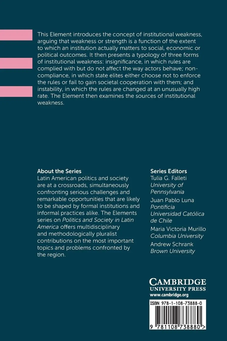 Rückseite: 9781108738880 | Understanding Institutional Weakness | Daniel M. Brinks (u. a.) | Buch