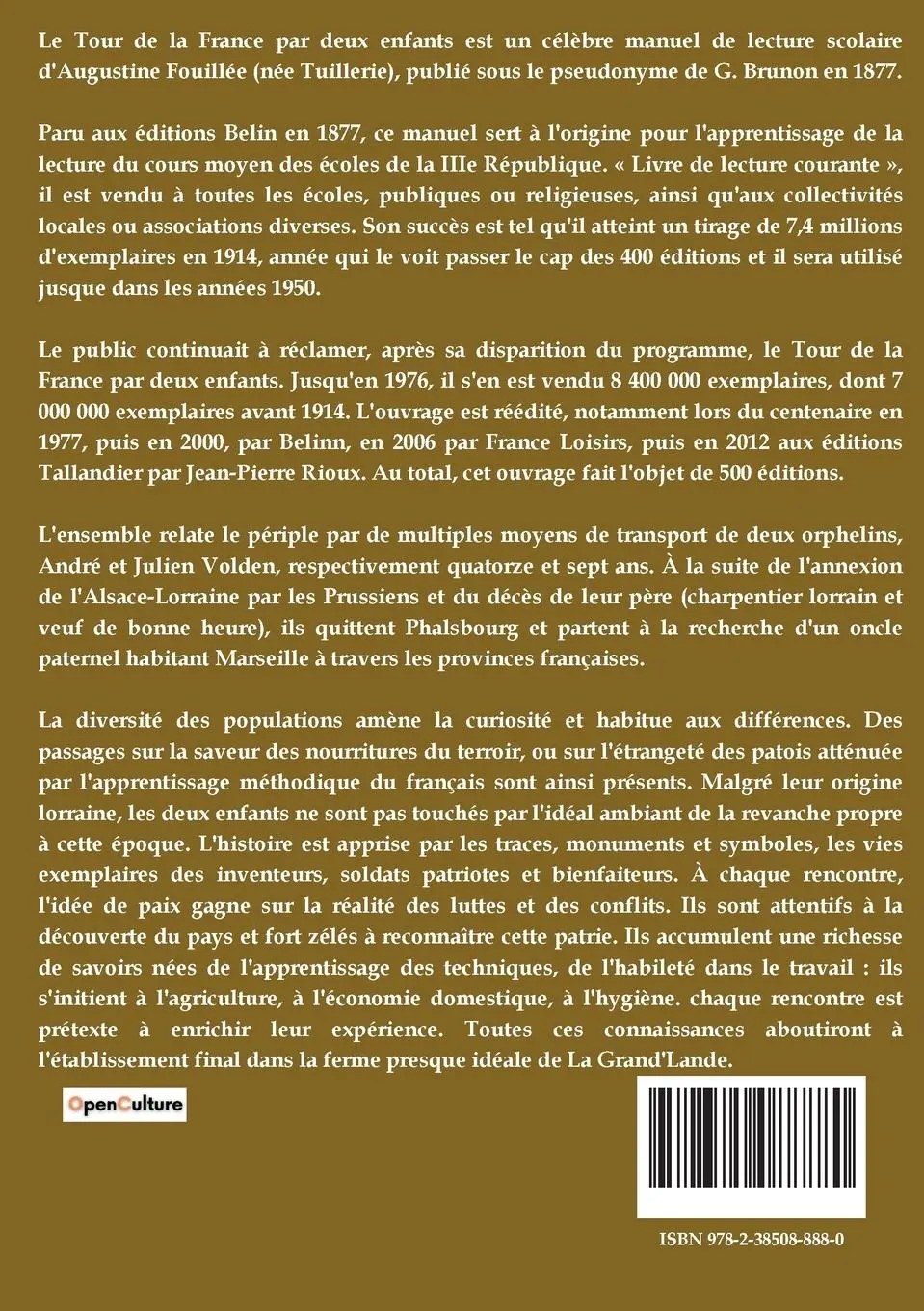 Rückseite: 9782385088880 | Le Tour de la France par deux enfants | G. Bruno | Taschenbuch | 2022