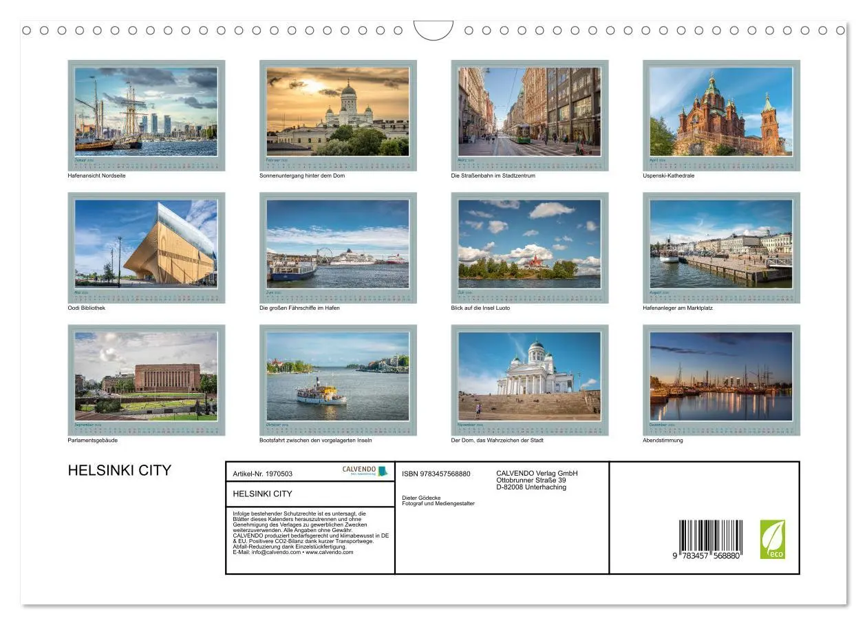 Bild: 9783457568880 | HELSINKI CITY (Wandkalender 2026 DIN A3 quer), CALVENDO Monatskalender