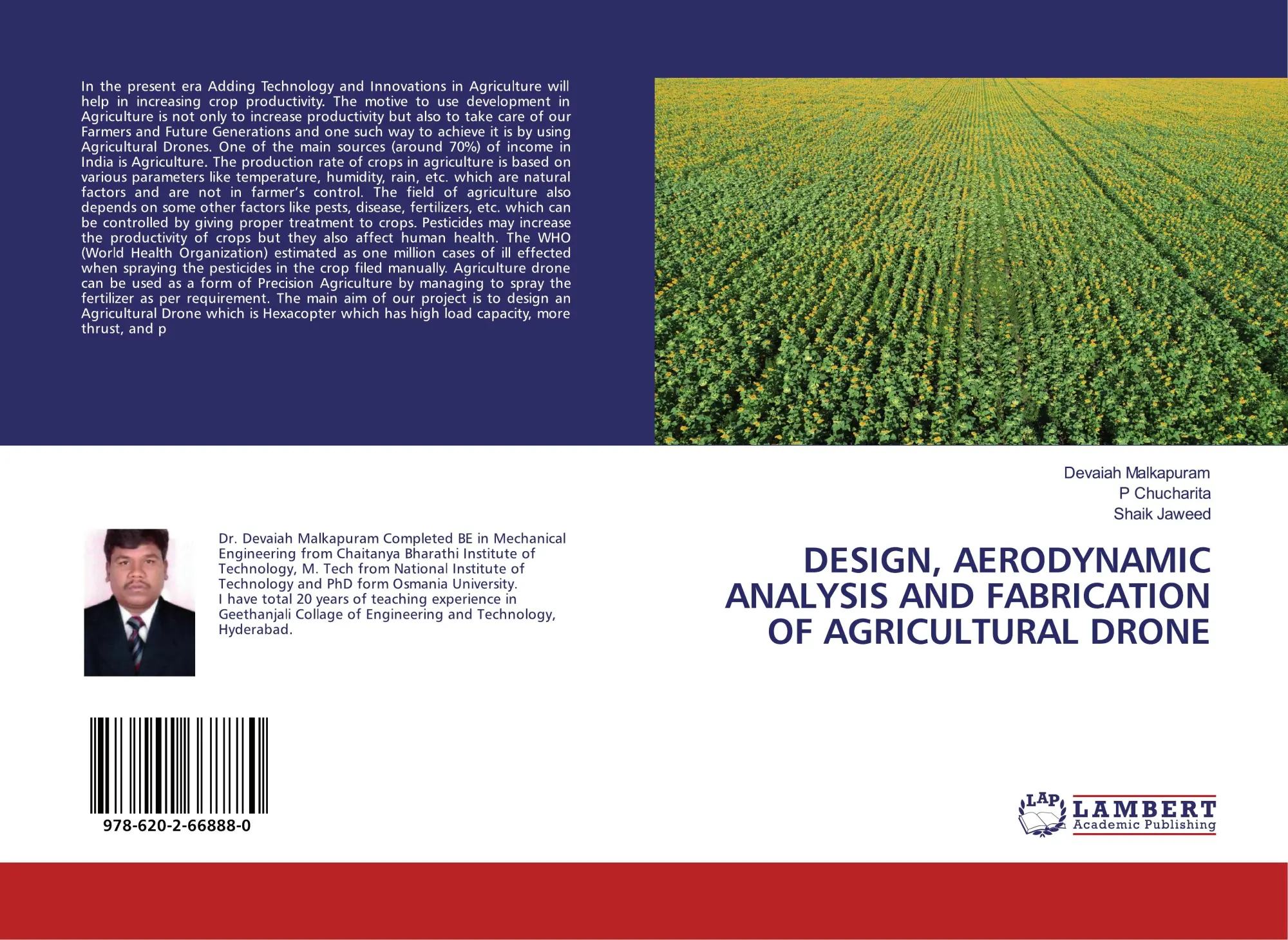 Cover: 9786202668880 | DESIGN, AERODYNAMIC ANALYSIS AND FABRICATION OF AGRICULTURAL DRONE