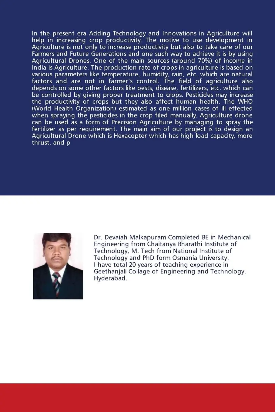 Rückseite: 9786202668880 | DESIGN, AERODYNAMIC ANALYSIS AND FABRICATION OF AGRICULTURAL DRONE