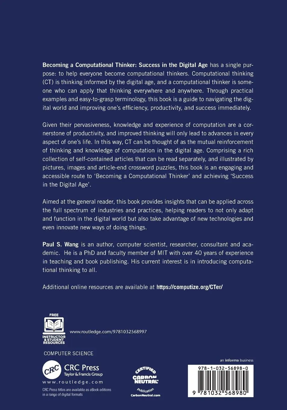 Rückseite: 9781032568980 | Becoming a Computational Thinker | Success in the Digital Age | Wang