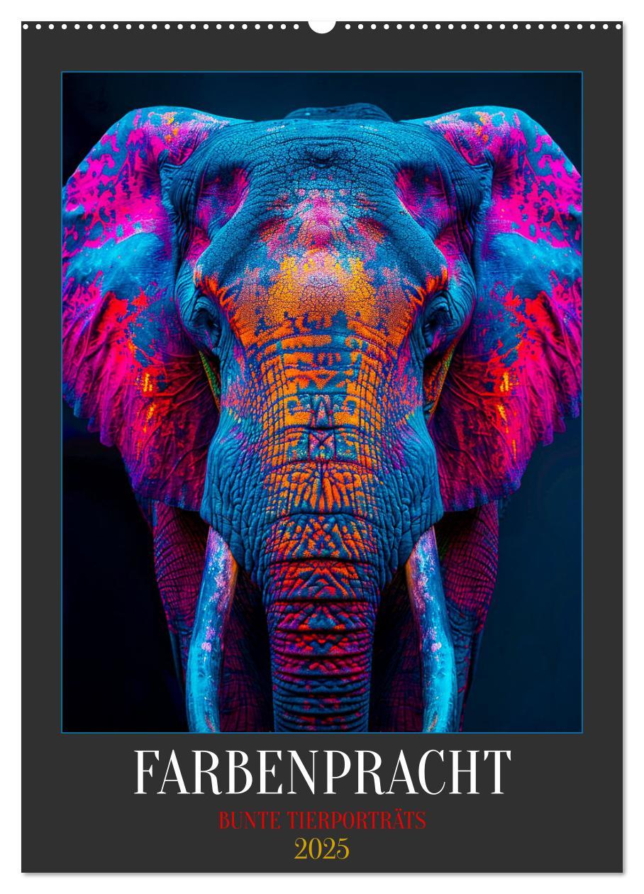 Cover: 9783383828980 | Farbenpracht - Bunte Tierporträts (Wandkalender 2025 DIN A2 hoch),...