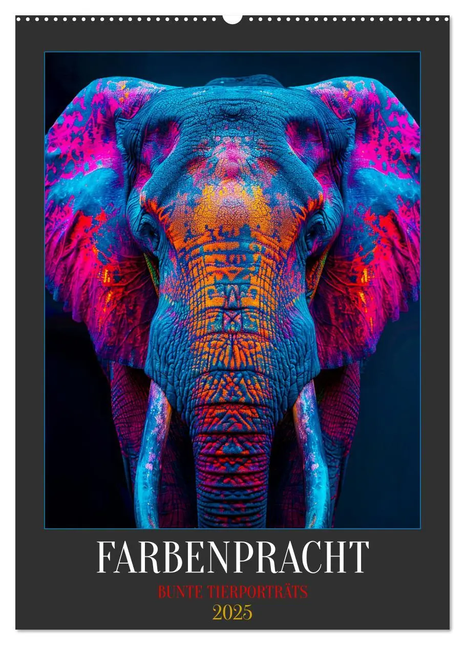 Cover: 9783383828980 | Farbenpracht - Bunte Tierporträts (Wandkalender 2025 DIN A2 hoch),...