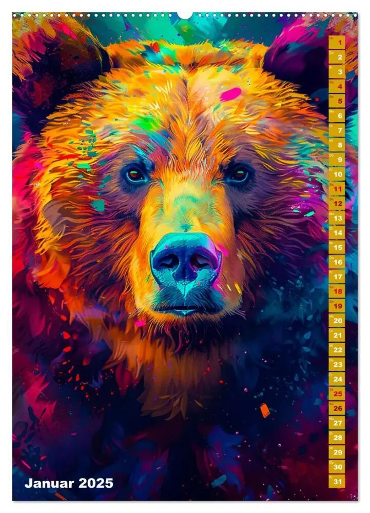 Bild: 9783383828980 | Farbenpracht - Bunte Tierporträts (Wandkalender 2025 DIN A2 hoch),...