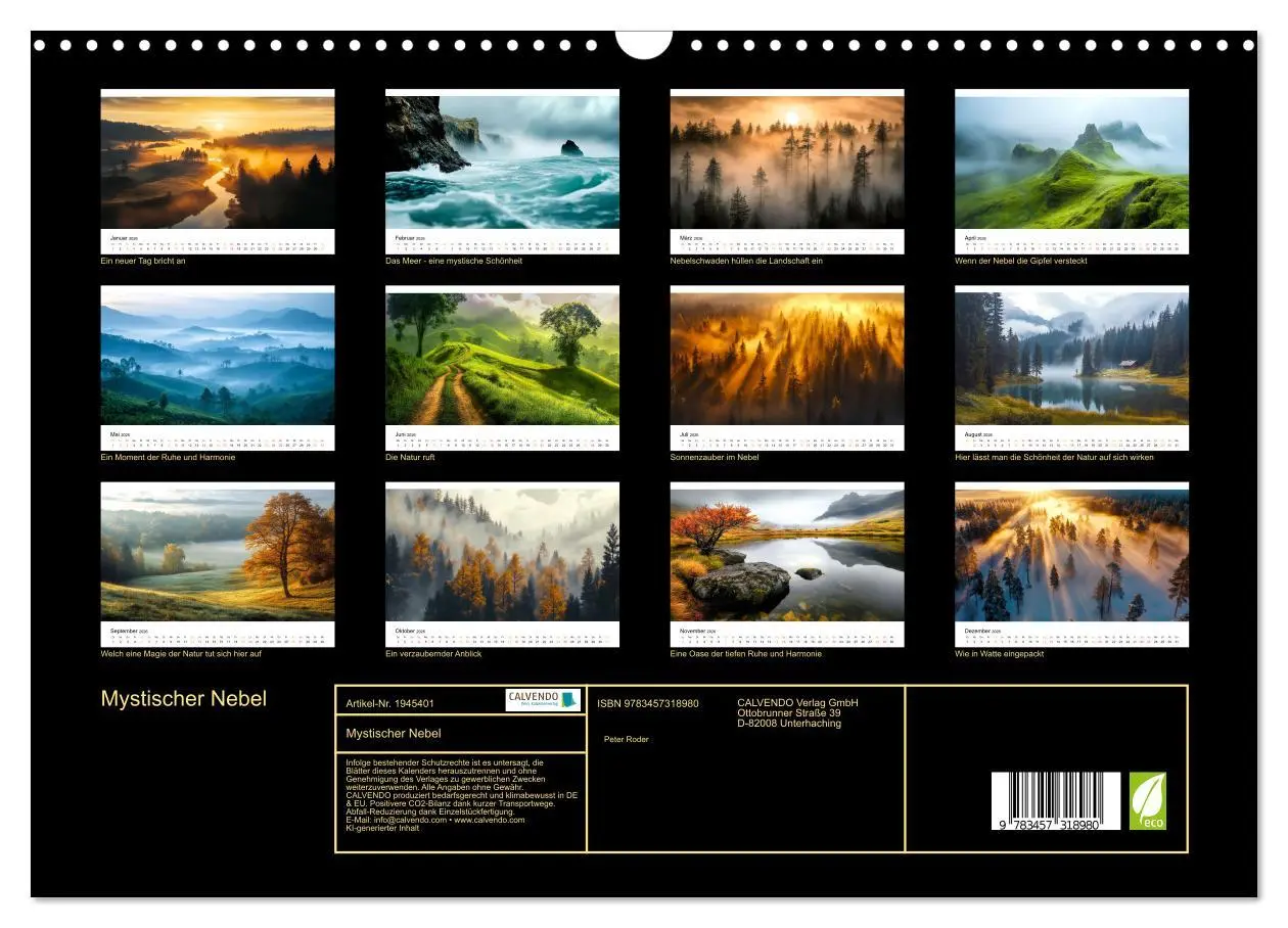 Bild: 9783457318980 | Mystischer Nebel (Wandkalender 2026 DIN A3 quer), CALVENDO...