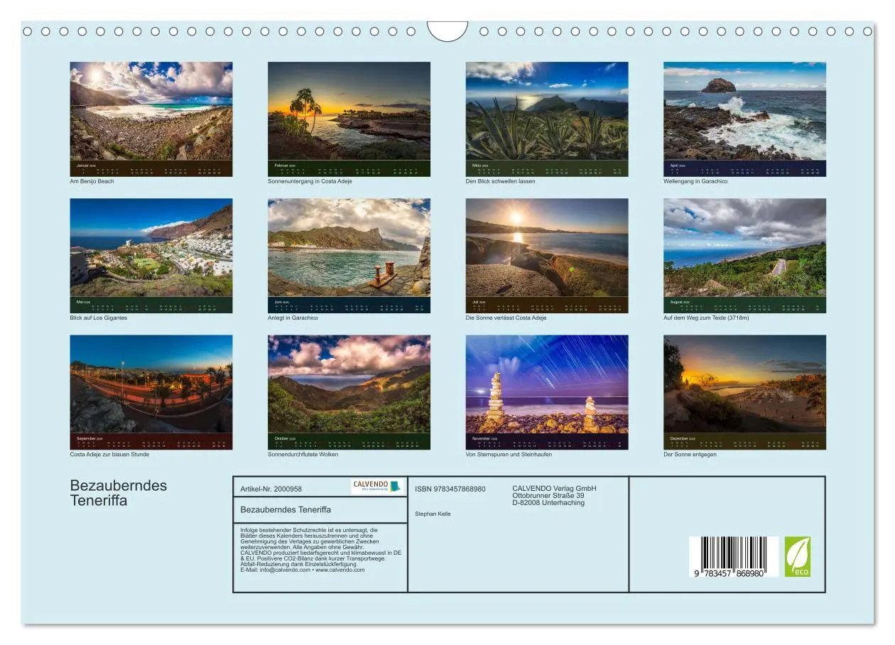 Bild: 9783457868980 | Bezauberndes Teneriffa (Wandkalender 2026 DIN A3 quer), CALVENDO...