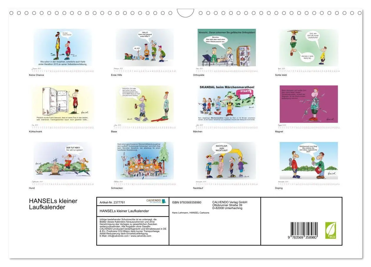 Bild: 9783569358980 | HANSELs kleiner Laufkalender (Wandkalender 2027 DIN A3 quer),...