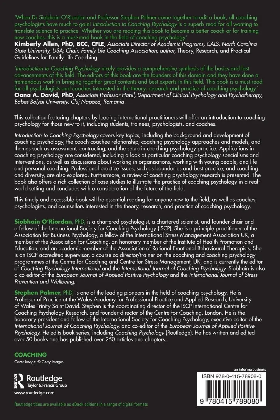Rückseite: 9780415789080 | Introduction to Coaching Psychology | Siobhain O'Riordan (u. a.)