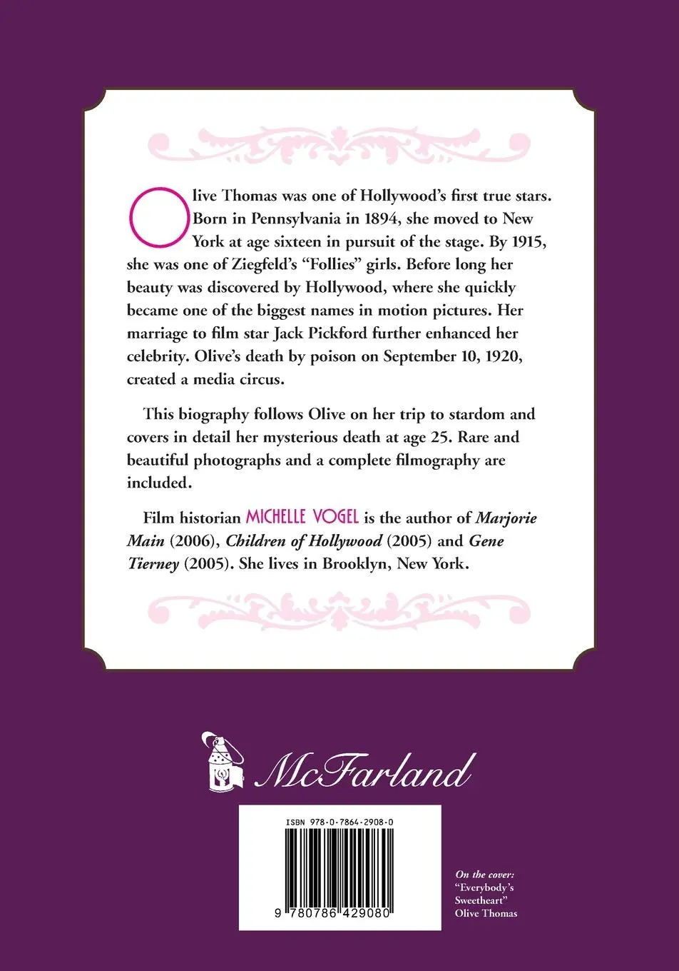 Rückseite: 9780786429080 | Olive Thomas | The Life and Death of a Silent Film Beauty | Vogel