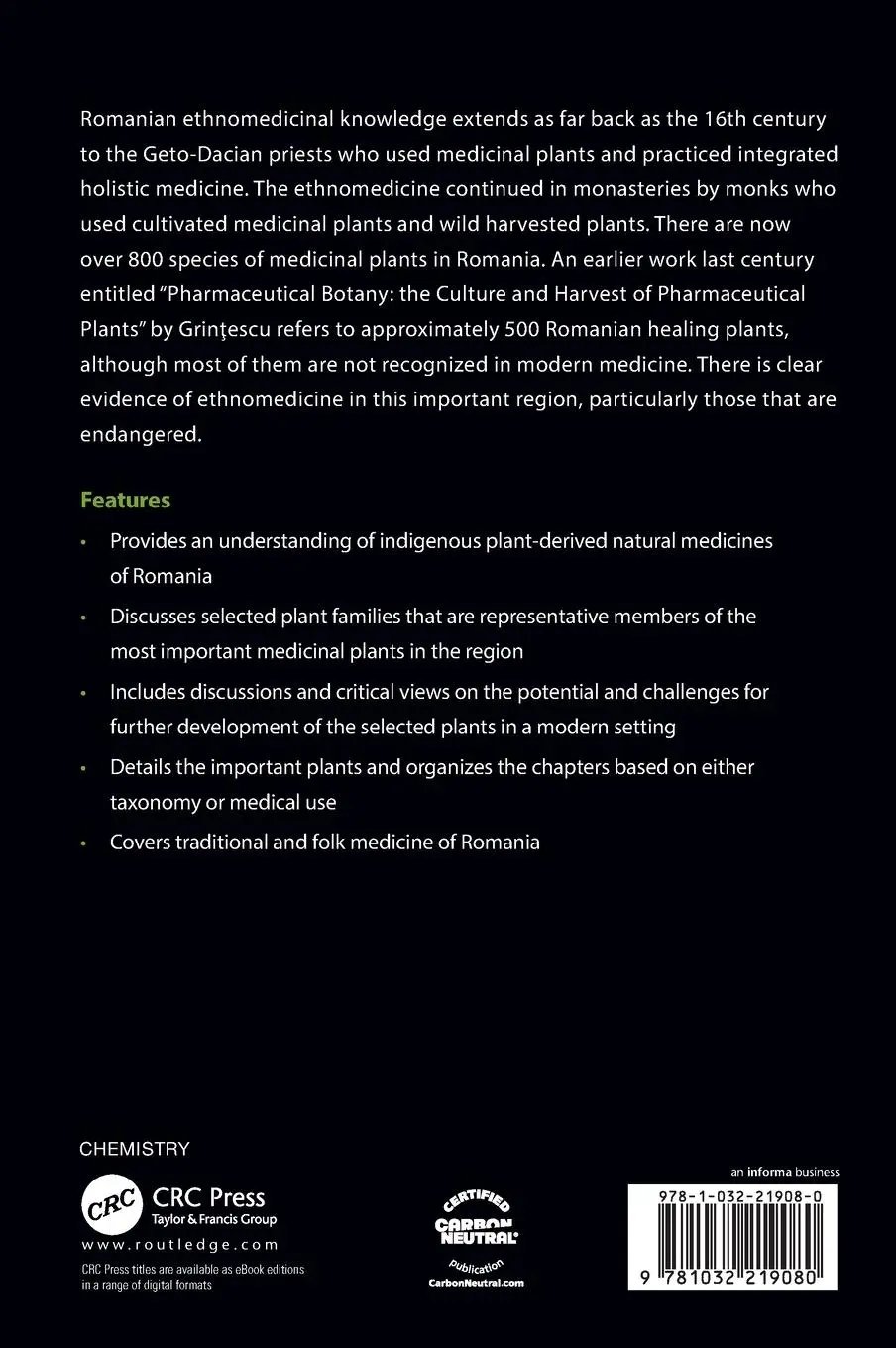 Rückseite: 9781032219080 | Natural Products and Medicinal Properties of Carpathian (Romanian)...