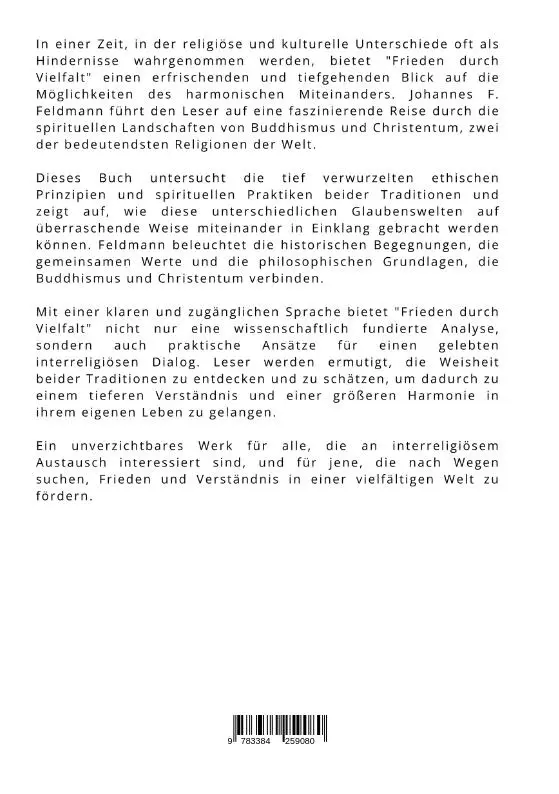 Rückseite: 9783384259080 | Frieden durch Vielfalt | Johannes F. Feldmann | Taschenbuch | 228 S.