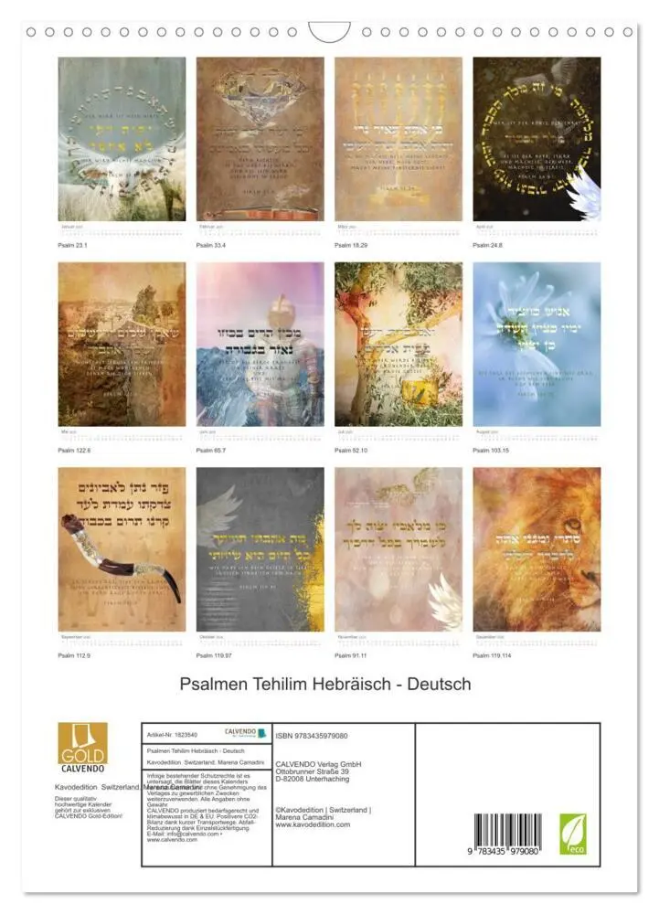 Bild: 9783435979080 | Psalmen Tehilim Hebräisch - Deutsch (Wandkalender 2025 DIN A3...