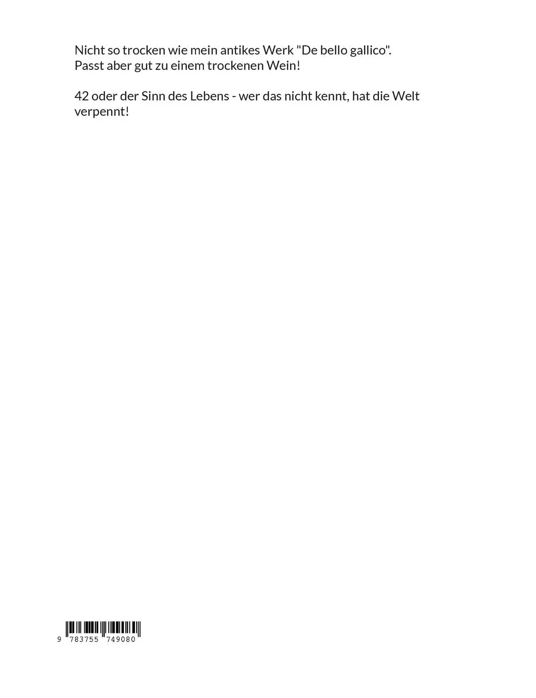 Rückseite: 9783755749080 | 42 oder der Sinn des Lebens | Baldur Airinger | Taschenbuch | 412 S.
