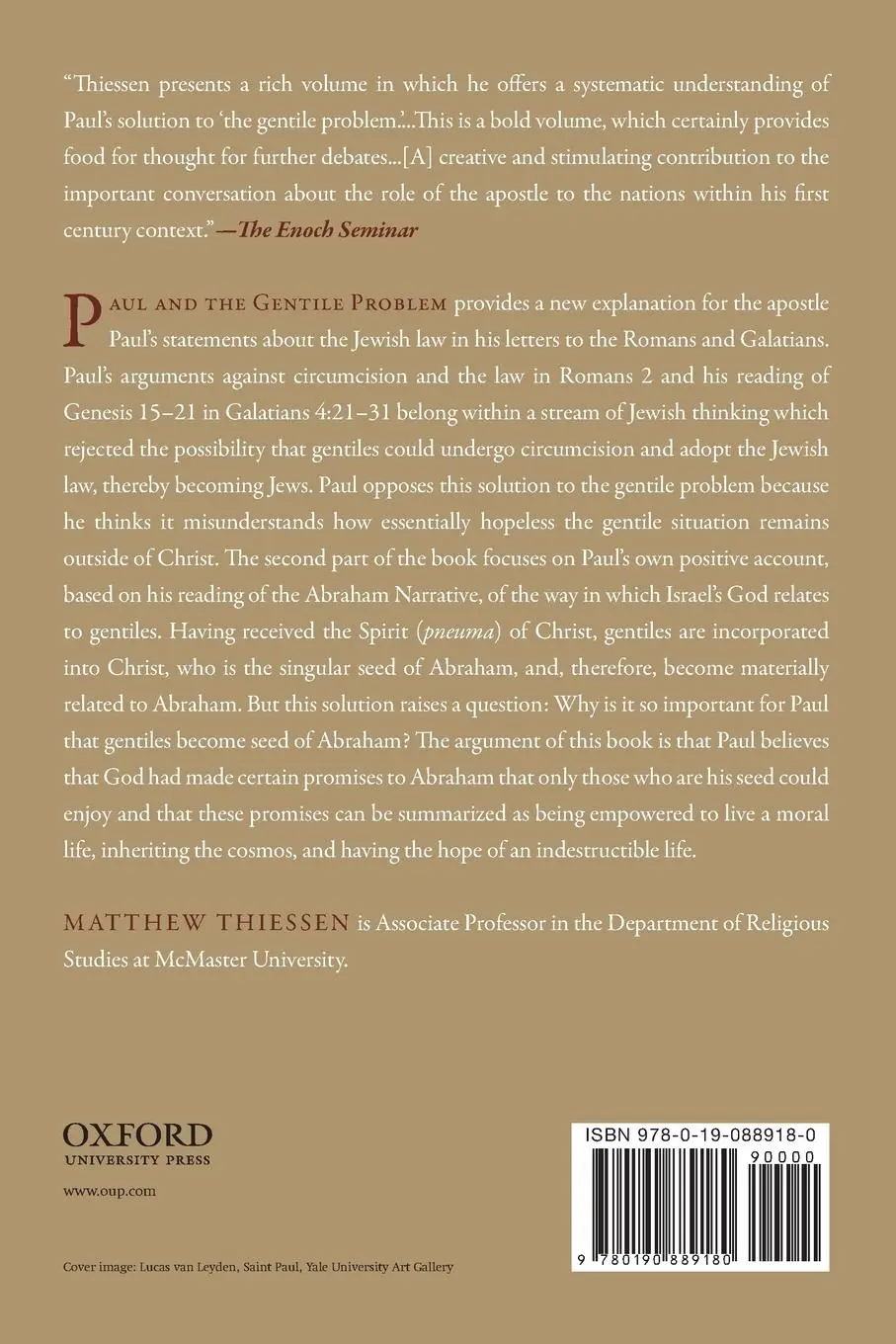 Rückseite: 9780190889180 | Paul and the Gentile Problem | Matthew Thiessen | Taschenbuch | 2018