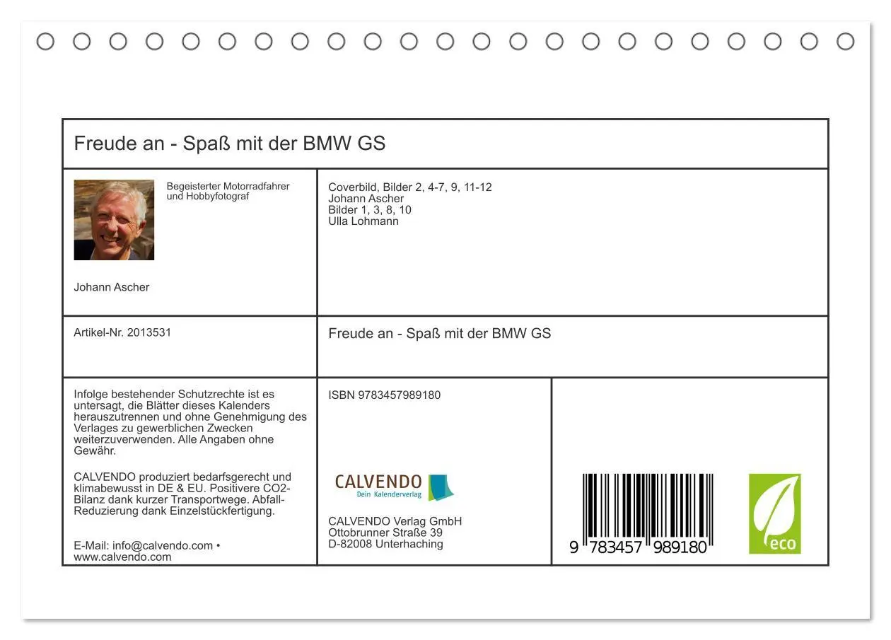 Bild: 9783457989180 | Freude an - Spaß mit der BMW GS (Tischkalender 2026 DIN A5 quer),...
