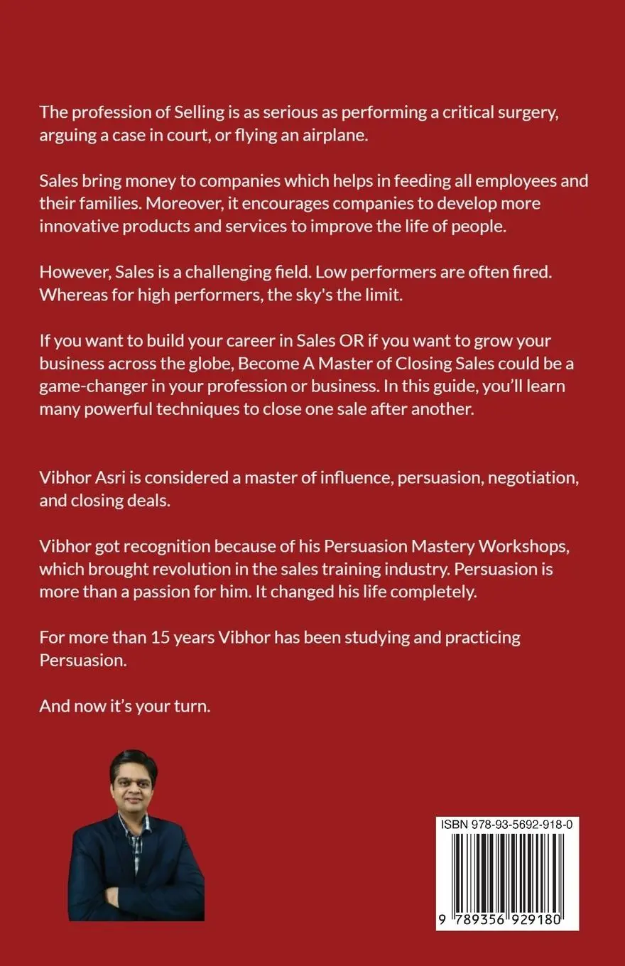Rückseite: 9789356929180 | BECOME A MASTER OF CLOSING SALES | Vibhor Asri | Taschenbuch | 2019