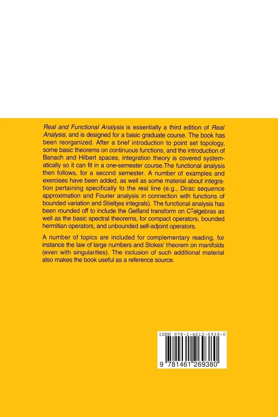 Rückseite: 9781461269380 | Real and Functional Analysis | Serge Lang | Taschenbuch | xiv | 2012