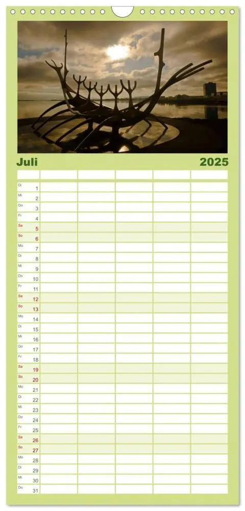 Bild: 9783457109380 | Familienplaner 2025 - Island mit 5 Spalten (Wandkalender, 21 x 45...
