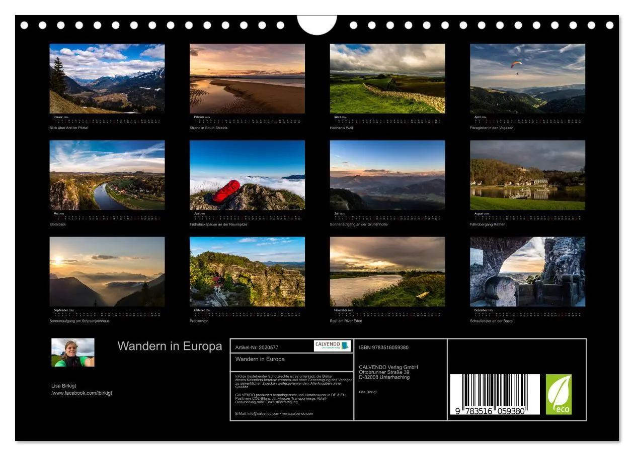 Bild: 9783516059380 | Wandern in Europa (Wandkalender 2026 DIN A4 quer), CALVENDO...
