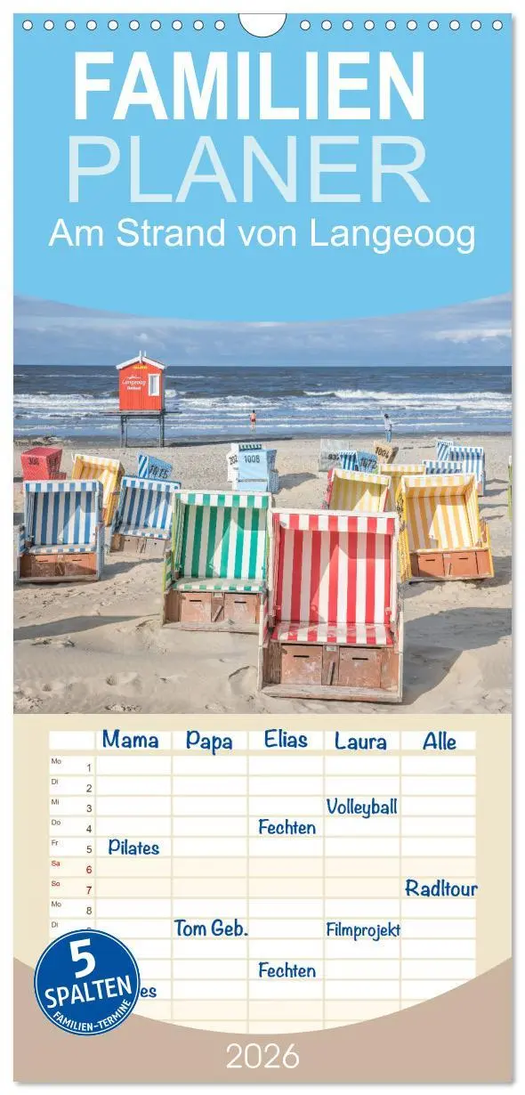 Cover: 9783516509380 | Familienplaner 2026 - Am Strand von Langeoog mit 5 Spalten...
