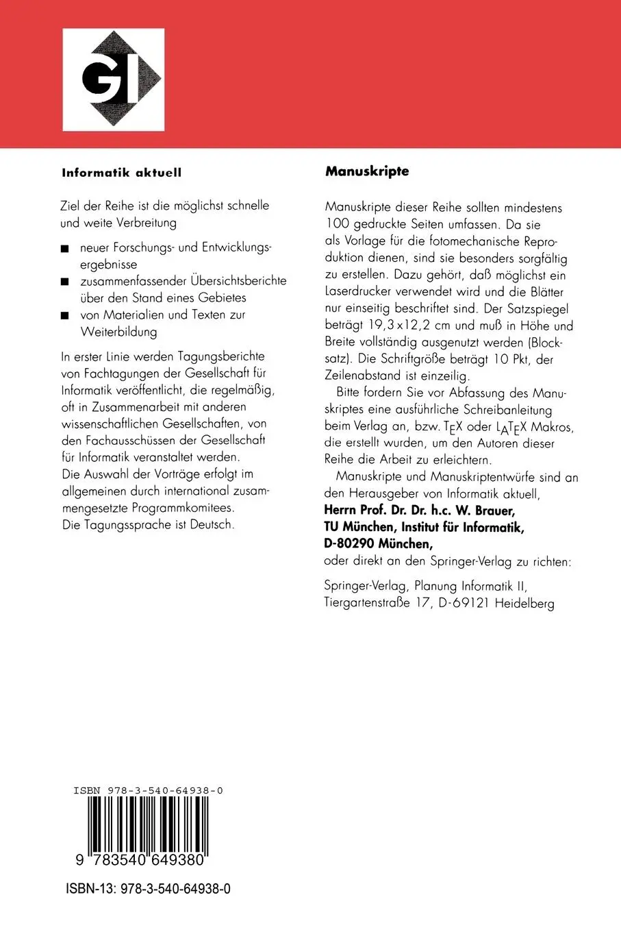 Rückseite: 9783540649380 | Informatik '98 | Jürgen Dassow (u. a.) | Taschenbuch | xi | Deutsch