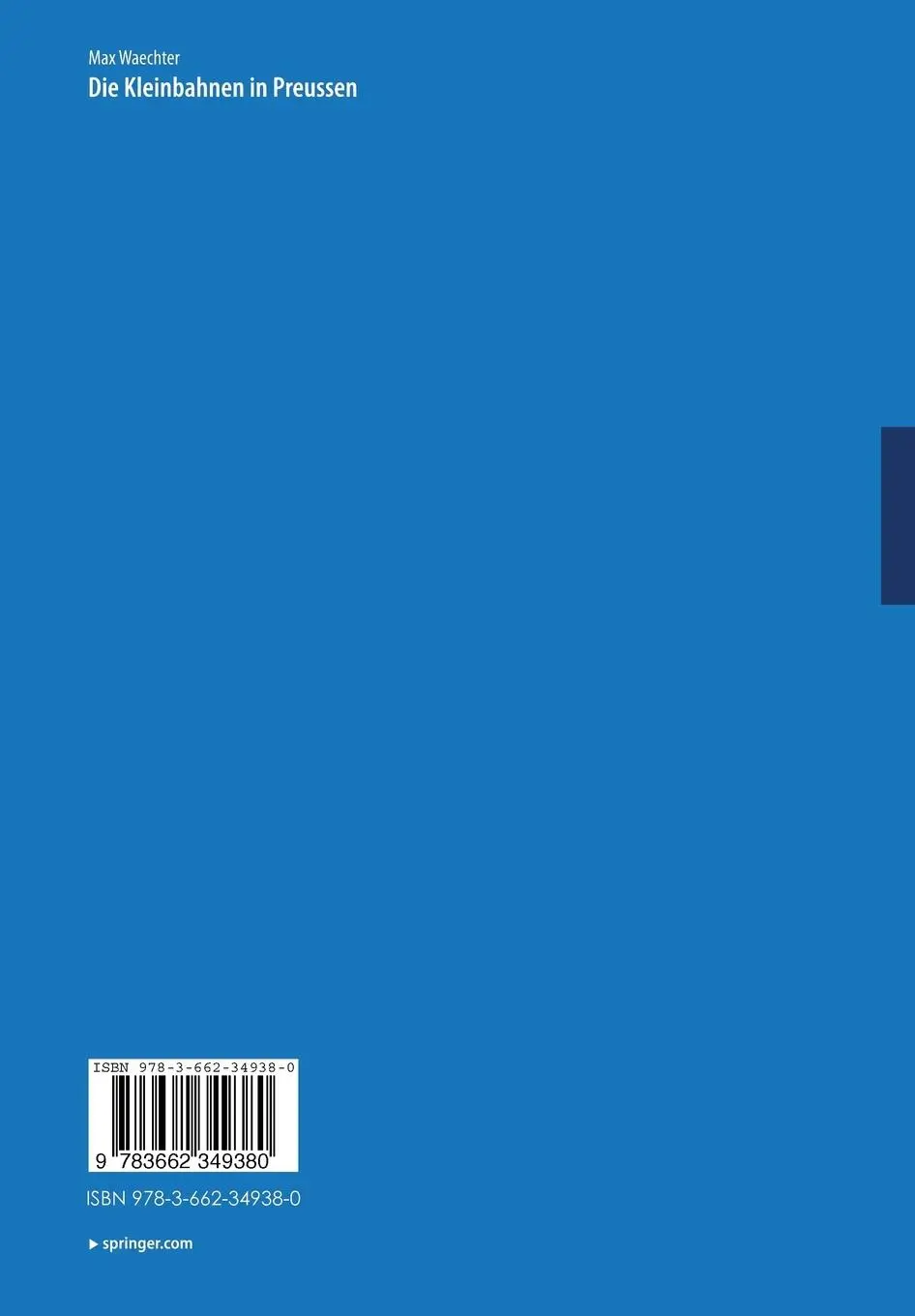 Rückseite: 9783662349380 | Die Kleinbahnen in Preussen | Max Waechter | Taschenbuch | vi