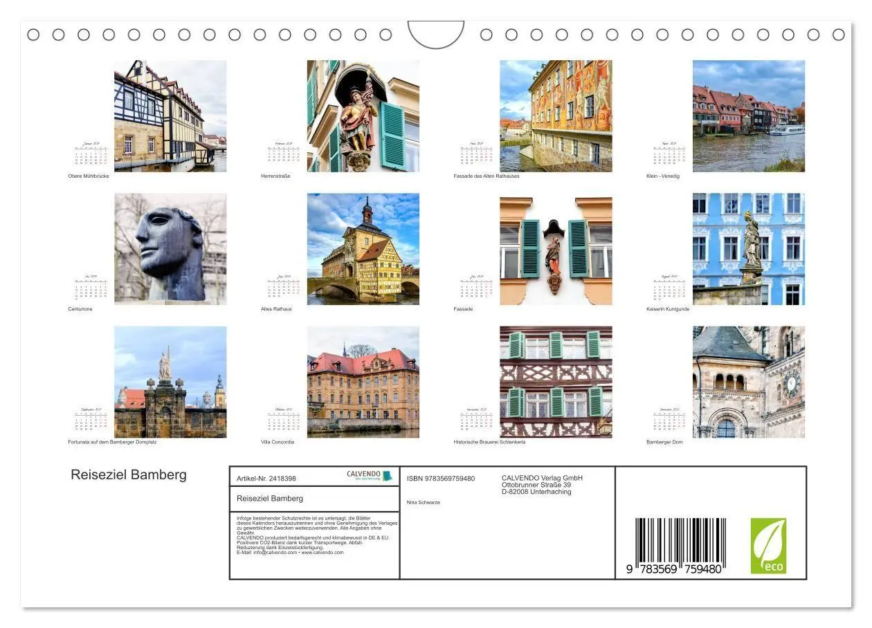 Bild: 9783569759480 | Reiseziel Bamberg (Wandkalender 2027 DIN A4 quer), CALVENDO...