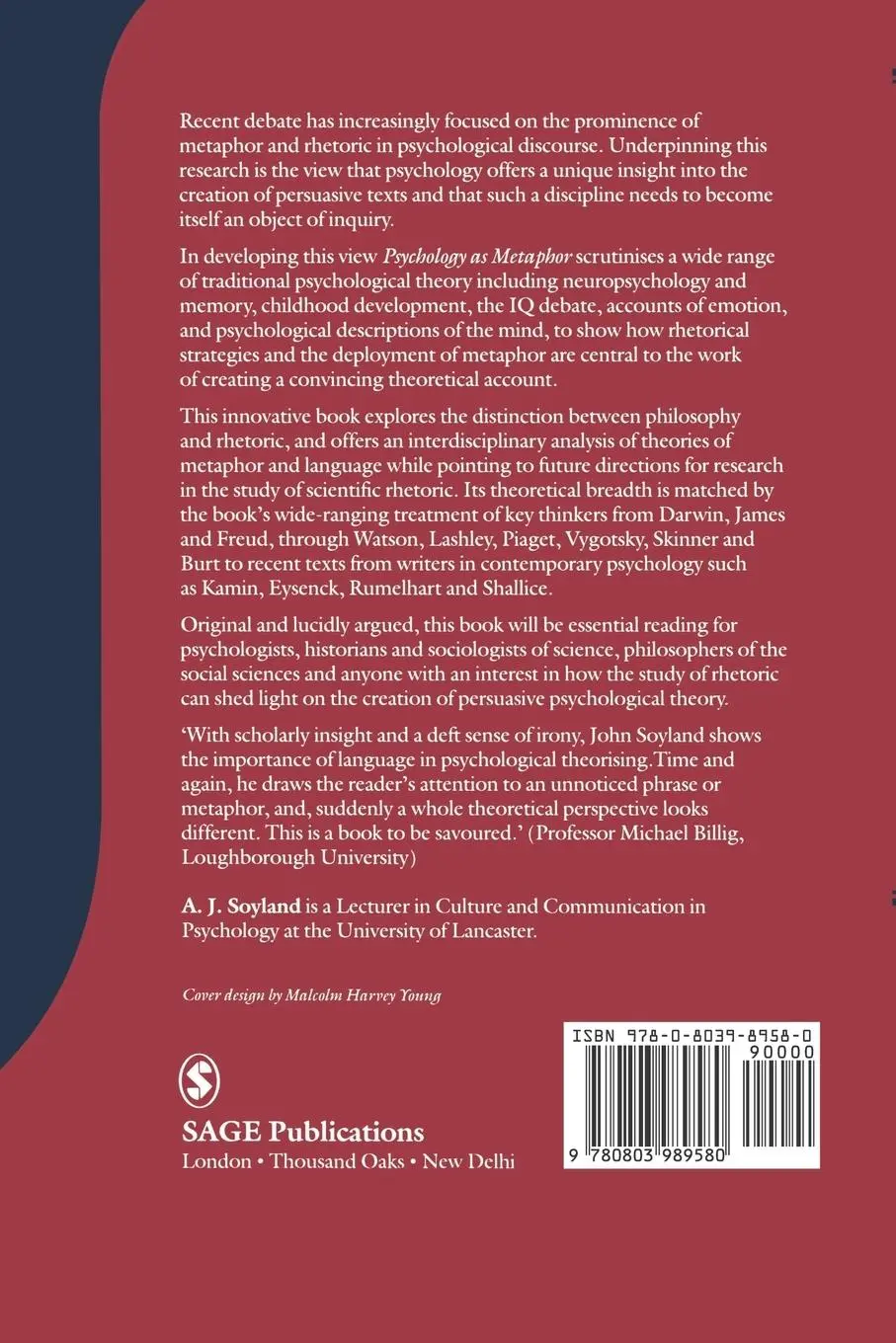 Rückseite: 9780803989580 | Psychology as Metaphor | A John Soyland (u. a.) | Taschenbuch | 1994
