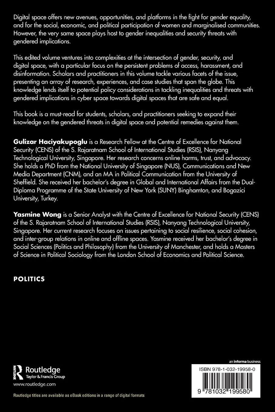 Rückseite: 9781032199580 | Gender and Security in Digital Space | Gulizar Haciyakupoglu (u. a.)