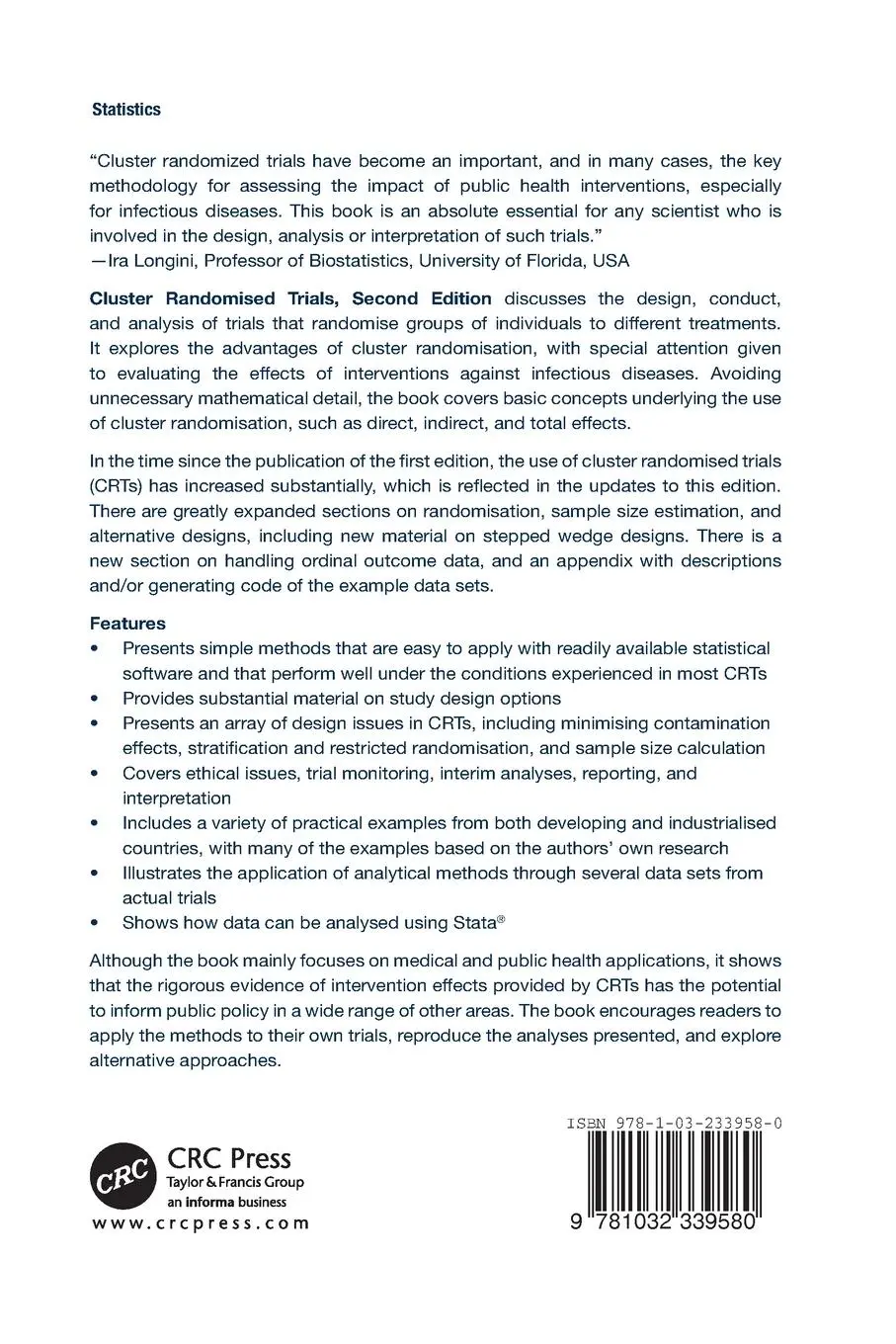 Rückseite: 9781032339580 | Cluster Randomised Trials | Richard J. Hayes (u. a.) | Taschenbuch