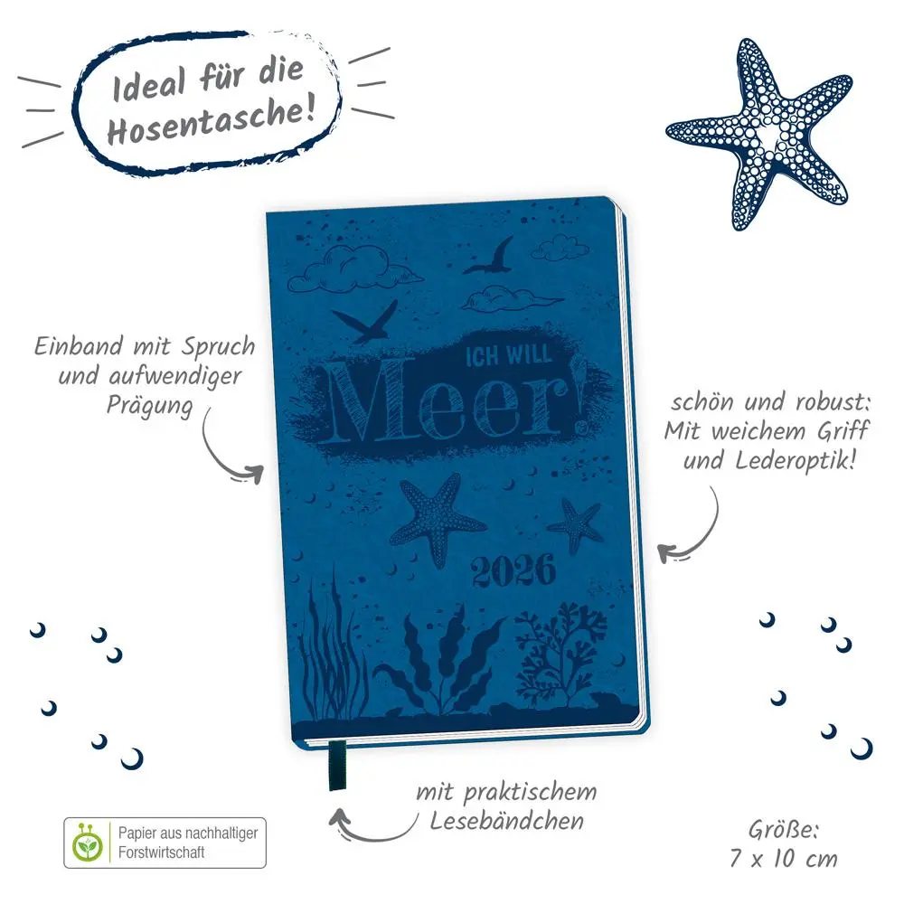 Bild: 4251901509680 | Trötsch Taschenkalender A7 Soft Touch Maritim 2026 | KG | Kalender