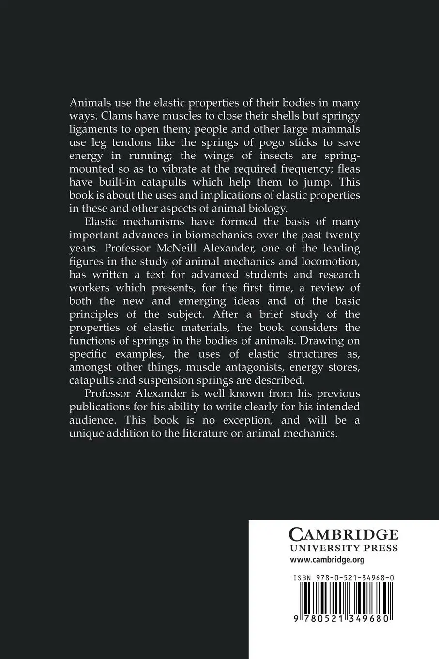 Rückseite: 9780521349680 | Elastic Mechanisms in Animal Movement | R. McNeill Alexander | Buch