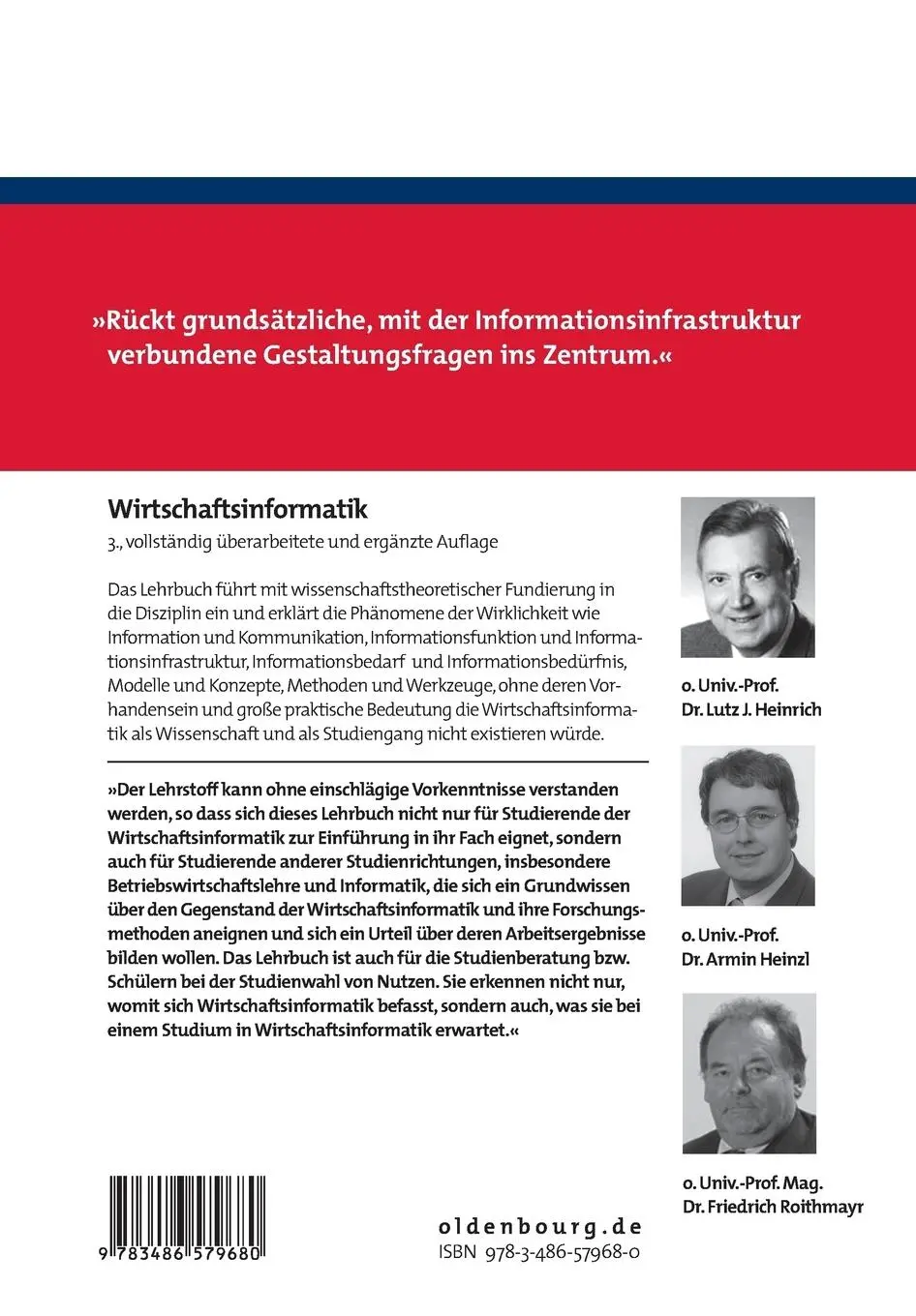 Rückseite: 9783486579680 | Wirtschaftsinformatik | Einführung und Grundlegung | Heinrich (u. a.)