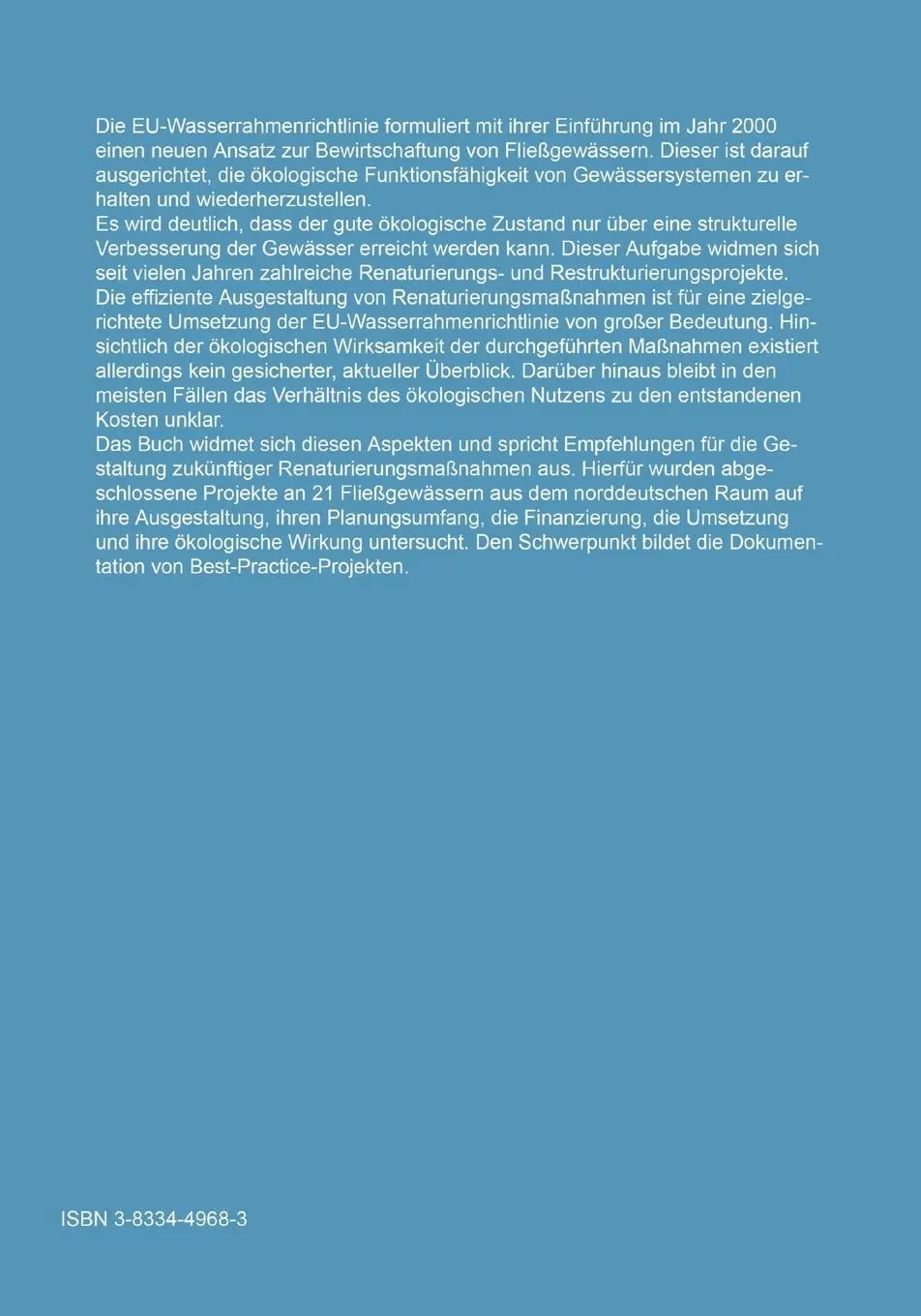 Rückseite: 9783833449680 | Fließgewässerrenaturierung heute | Wolfgang Dickhaut (u. a.) | Buch