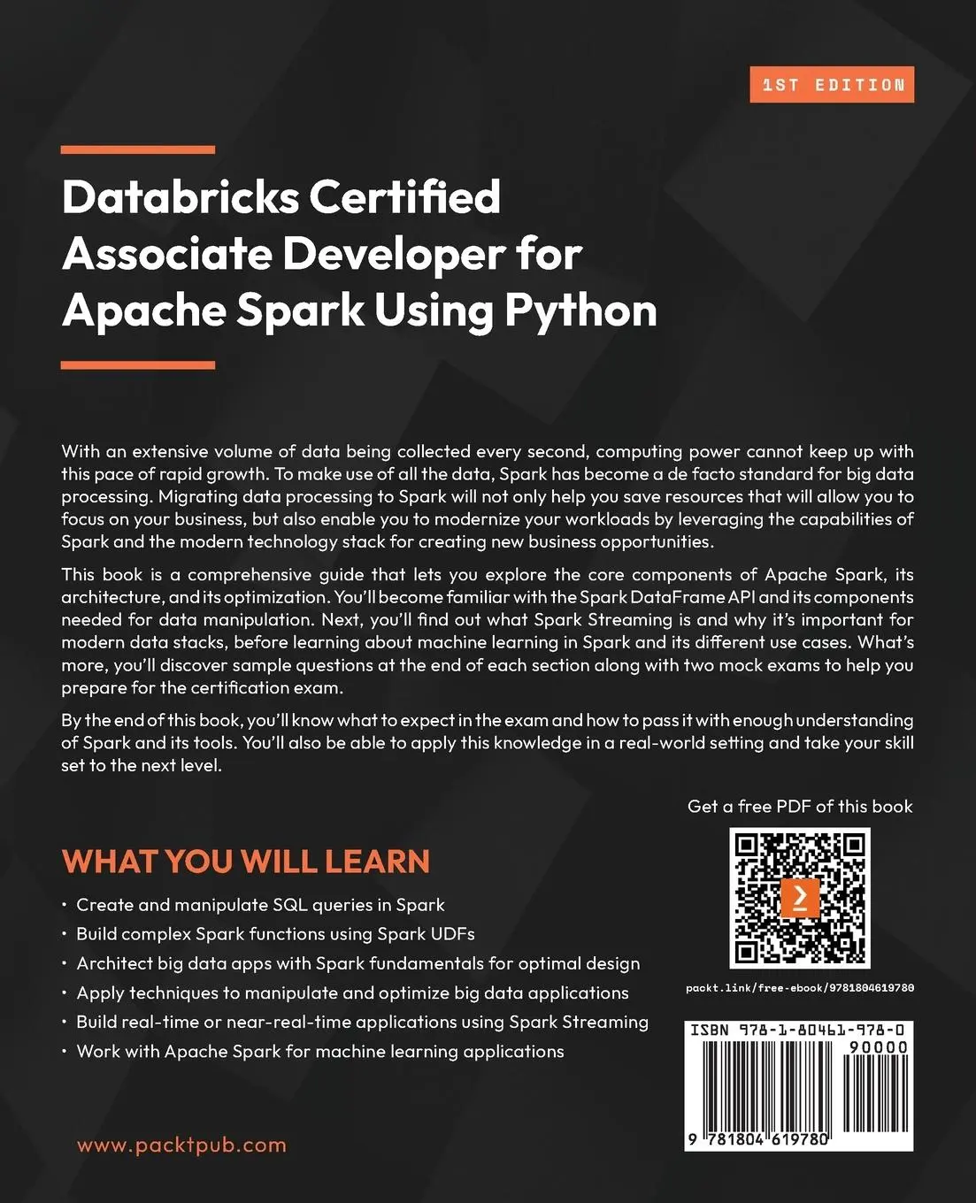 Rückseite: 9781804619780 | Databricks Certified Associate Developer for Apache Spark Using Python