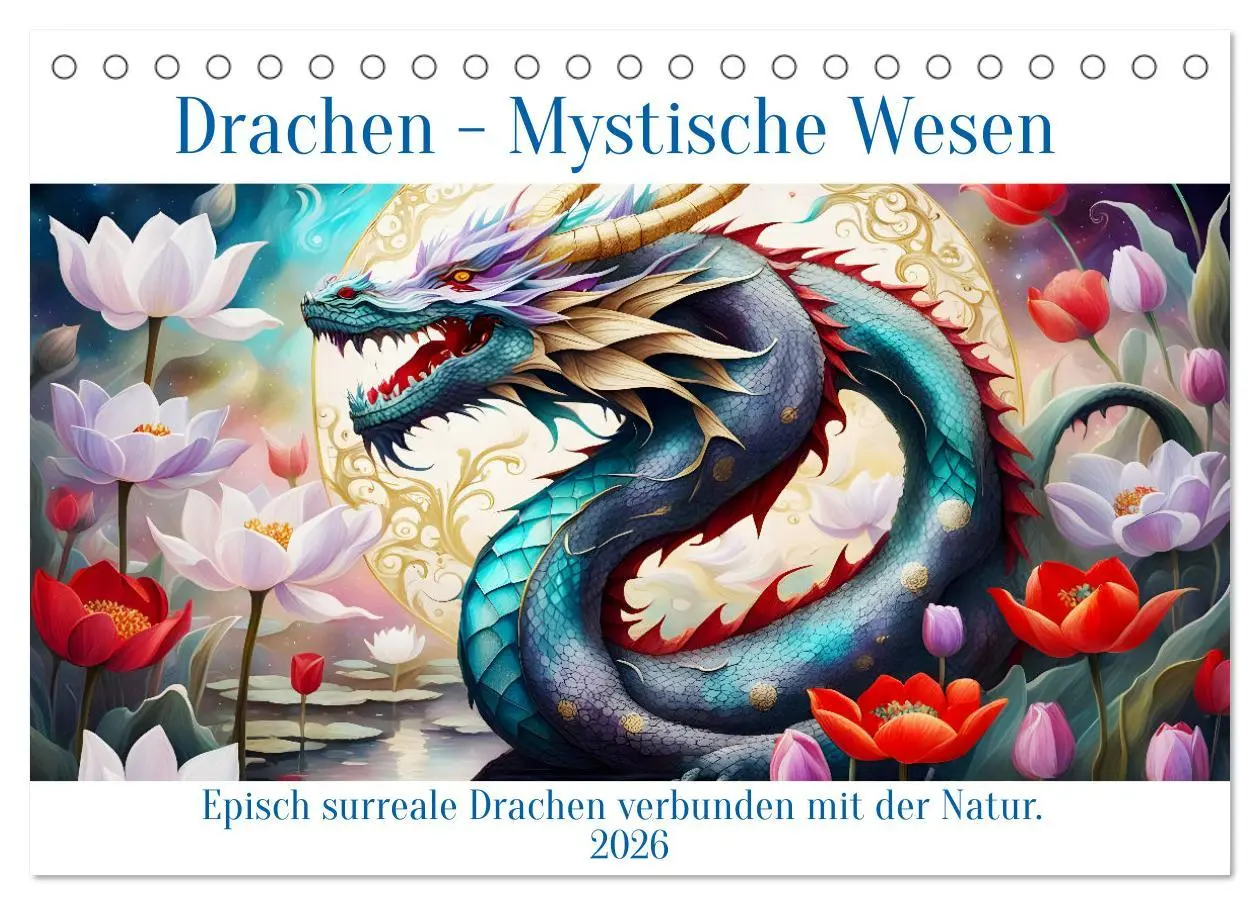 Cover: 9783457309780 | Drachen - Mystische Wesen (Tischkalender 2026 DIN A5 quer),...