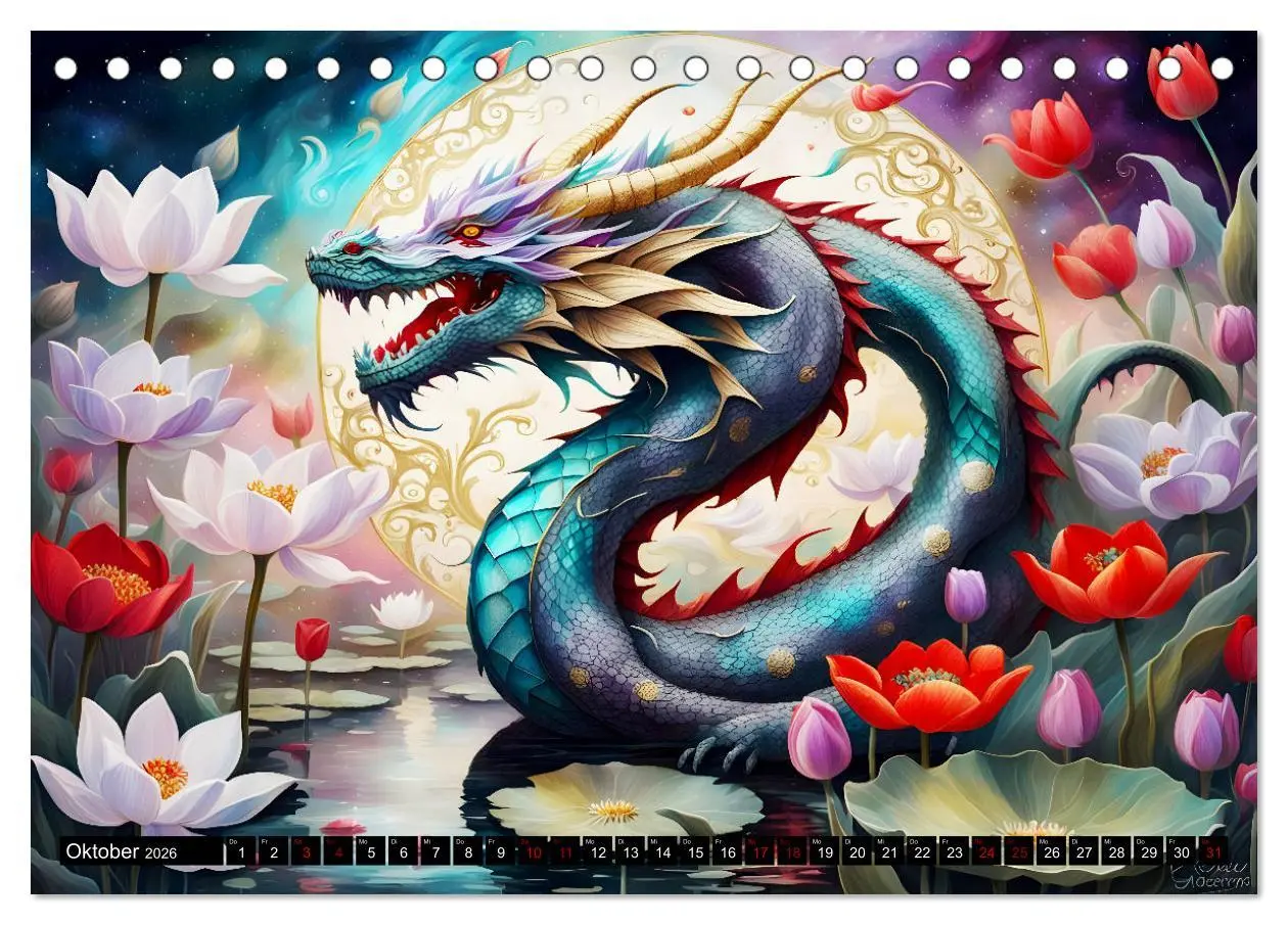 Bild: 9783457309780 | Drachen - Mystische Wesen (Tischkalender 2026 DIN A5 quer),...
