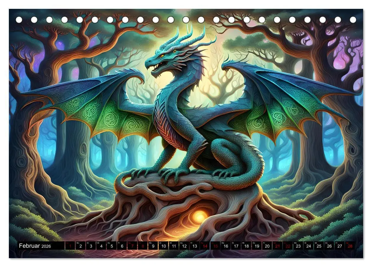 Bild: 9783457309780 | Drachen - Mystische Wesen (Tischkalender 2026 DIN A5 quer),...