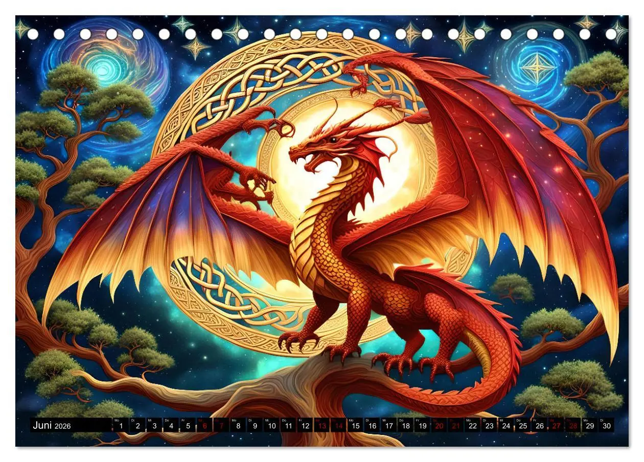 Bild: 9783457309780 | Drachen - Mystische Wesen (Tischkalender 2026 DIN A5 quer),...